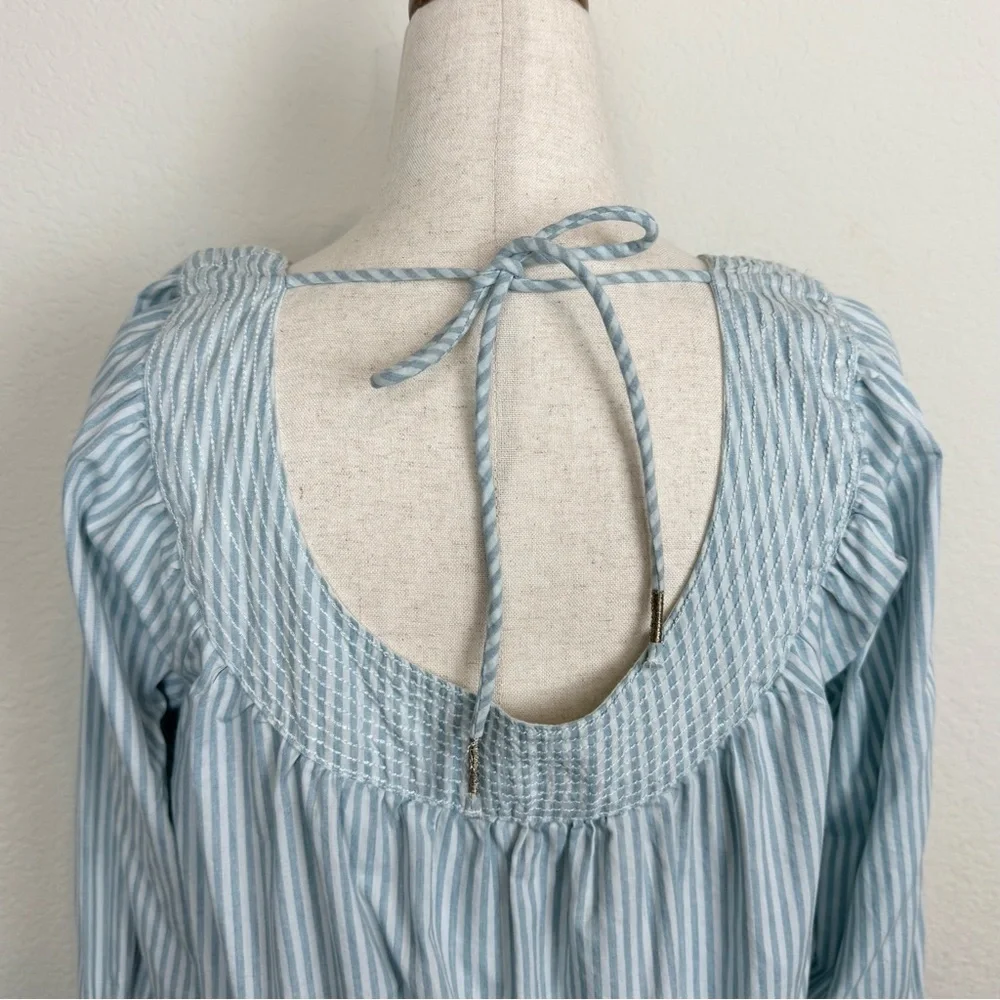 Anthropologie Beaded Puff-Sleeved Blouse Size Small‎